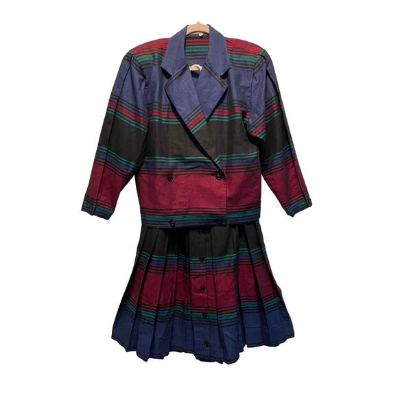 Perry Ellis Portfolio Vintage Stripe Skirt Jacket Suit Set - Picture 14 of 16